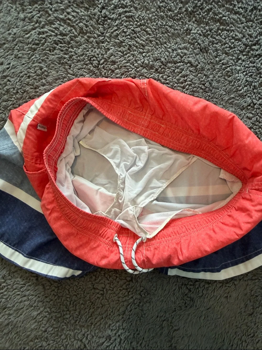 Mossimo Supply Co. Red, Light Blue & Navy Striped Men's Swim Trunks